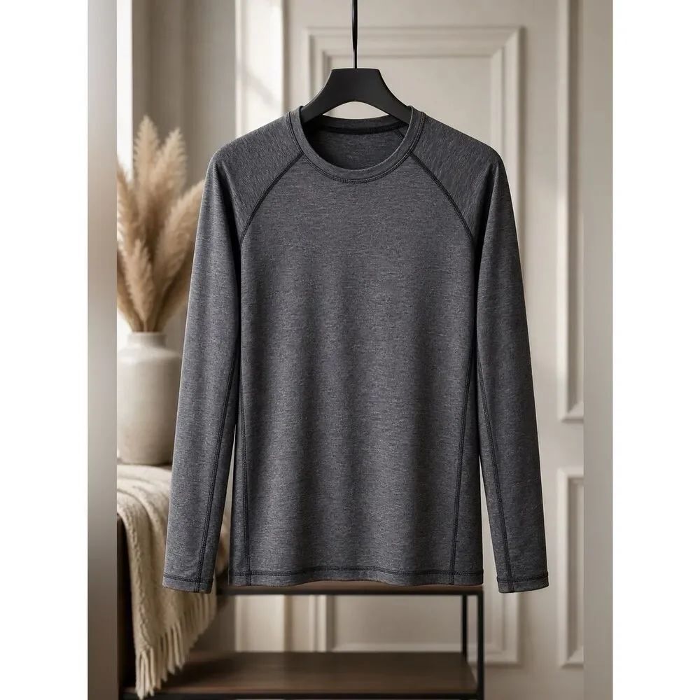 GRAY & BLACK LONG SLEEVE RUNNING SHIRT SIZE MEDIUM